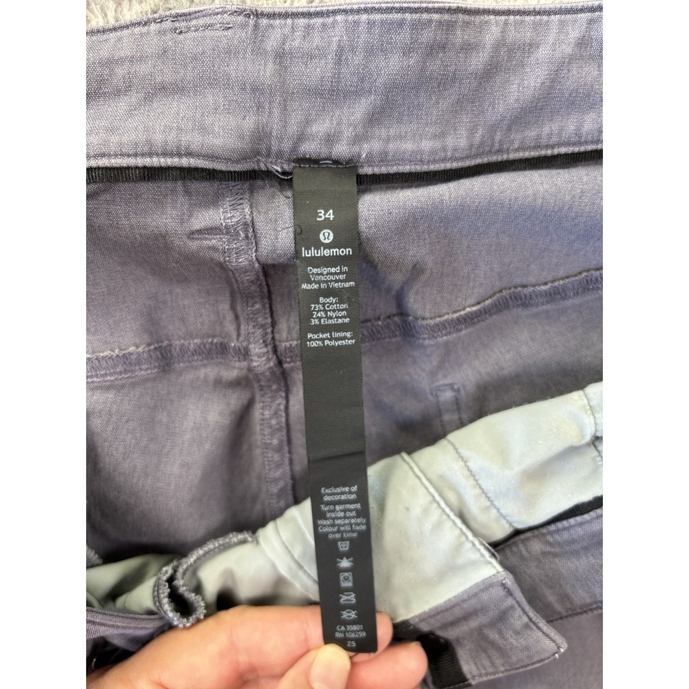Lululemon ABC Pant Mens 34 (Fits 36x29.5) Gray Slim Warpstreme Stretch Chino - Picture 7 of 10